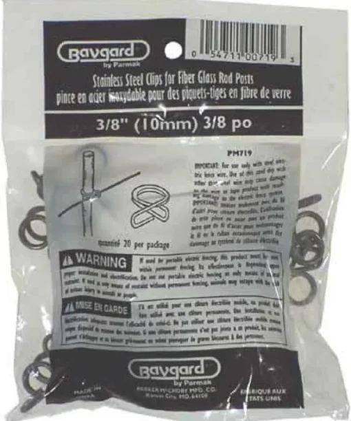 Electric Fence Clip, Rod Post, Stainless Steel, .375-In., 20-Pk.