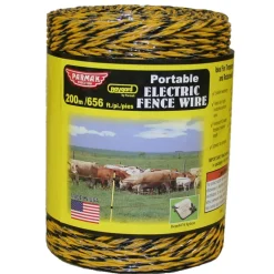 Electric Fence Wire, Yellow & Black Aluminum & Fiberglass, 656-Ft.