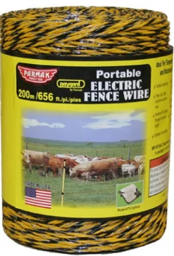 Electric Fence Wire, Yellow & Black Aluminum & Fiberglass, 656-Ft.