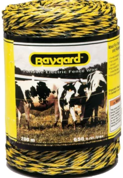 Electric Fence Wire, Yellow & Black Aluminum & Fiberglass, 656-Ft.