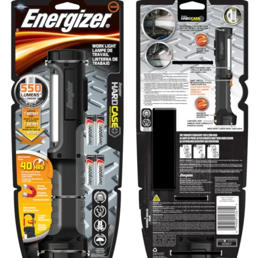Energizer HardCase Plastic Black Non Rechargeable AA Battery LED Work Light Flashlight 550 lm.