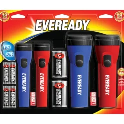 Eveready 25 lm Black/Blue/Red LED Flashlight AA/D Battery