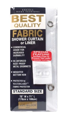 Excell 70 in. H X 71 in. W White Solid Shower Curtain Polyester