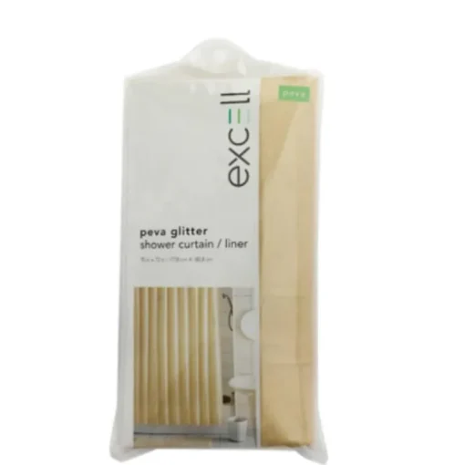 Excell 70 in. H X 72 in. W Ecru Glitter Shower Curtain PEVA