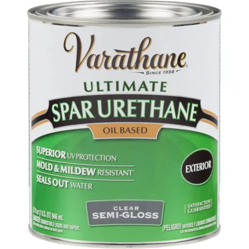 Exterior Spar Urethane Finish, Oil-Base, Clear Semi-Gloss, 1-Qt.