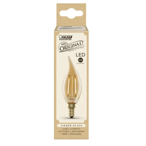 Feit CA10 (Flame Tip) E12 (Candelabra) LED Bulb Amber 40 Watt Equivalence 1 pk