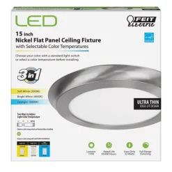 Feit EDGELIT 1.1 in. H X 15 in. W X 15 in. L Nickel White LED Flat Panel Light Fixture