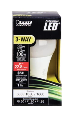 FEIT Electric 16 watts A30 Three Way Bulb LED Bulb 500/1050/1600 lumens Soft White A-Line 30/70/100 Watt Equivalence