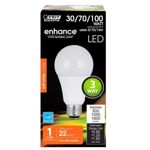 FEIT Electric 16 watts A30 Three Way Bulb LED Bulb 500/1050/1600 lumens Soft White A-Line 30/70/100 Watt Equivalence