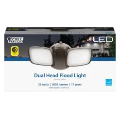 Feit Electric Bronze Aluminum 120V 2000 lm. 5000K Dusk to Dawn Hardwired LED Security Floodlight 28W