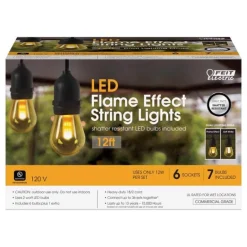Feit Electric LED Flame Bulb String Lights Amber 6 lights