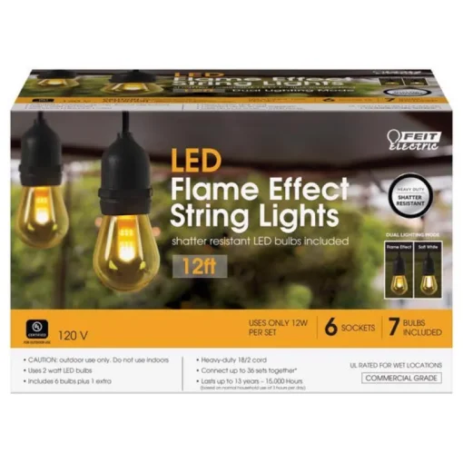Feit Electric LED Flame Bulb String Lights Amber 6 lights
