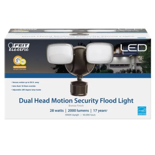 Feit Electric Motion-Sensing Hardwired LED Bronze Security Floodlight