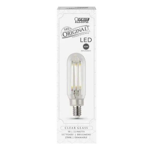 FEIT Electric T8 E12 (Candelabra) LED Bulb Soft White 40 Watt Equivalence 1 pk