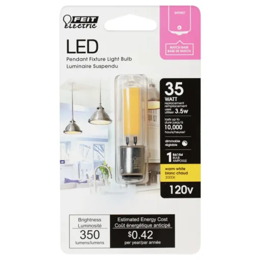 Feit Electric Warm White 200 lm. 3000 K 80 CRI T4 BA15d Bayonet LED Bulb 35W Equivalence