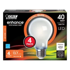 Feit Enhance A19 E26 (Medium) Filament LED Bulb Soft White 40 Watt Equivalence 4 pk