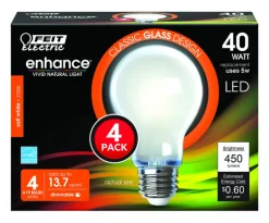 Feit Enhance A19 E26 (Medium) Filament LED Bulb Soft White 40 Watt Equivalence 4 pk