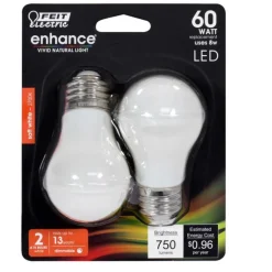 Feit Enhance A15 E26 (Medium) Filament LED Bulb Soft White 60 Watt Equivalence 2 pk