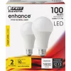 Feit Enhance A19 E26 (Medium) LED Bulb Bright White 100 Watt Equivalence 2 pk