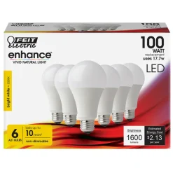 Feit Enhance A19 E26 (Medium) LED Bulb Bright White 100 Watt Equivalence 6 pk