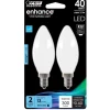 Feit Enhance B10 E12 (Candelabra) Filament LED Bulb Daylight 40 Watt Equivalence 2 pk