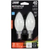 Feit Enhance B10 E12 (Candelabra) Filament LED Bulb Soft White 40 Watt Equivalence 2 pk