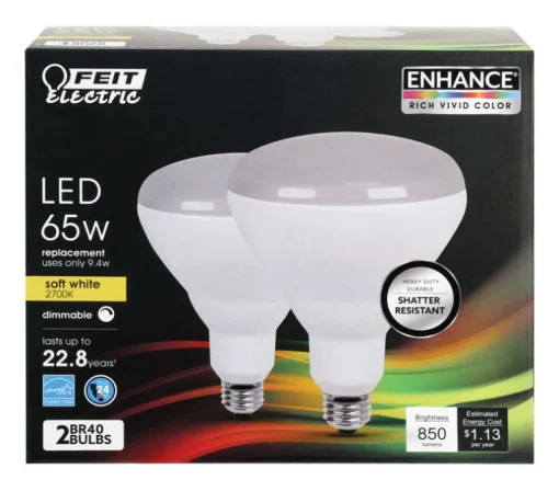 Feit Enhance BR40 E26 (Medium) LED Bulb Soft White 65 Watt Equivalence 2 pk