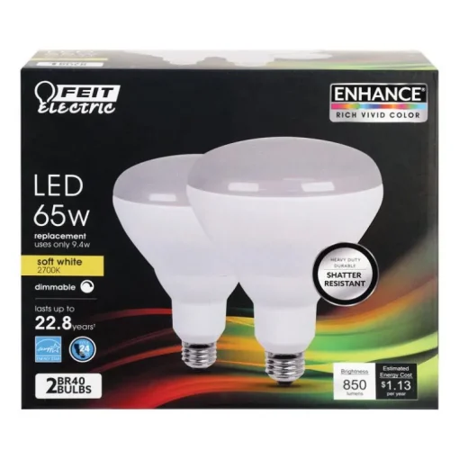 Feit Enhance BR40 E26 (Medium) LED Bulb Soft White 65 Watt Equivalence 2 pk