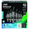 Feit Enhance CA10 (Flame Tip) E12 (Candelabra) Filament LED Bulb Daylight 60 Watt Equivalence 6 pk