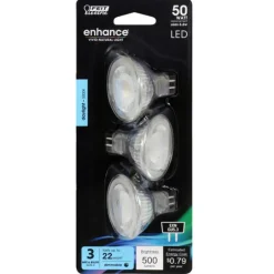 Feit Enhance MR16 GU5.3 LED Bulb Daylight 50 Watt Equivalence 3 pk