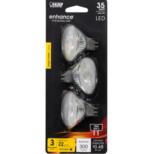 Feit Enhance MR16 GU5.3 LED Bulb Bright White 35 Watt Equivalence 3 pk