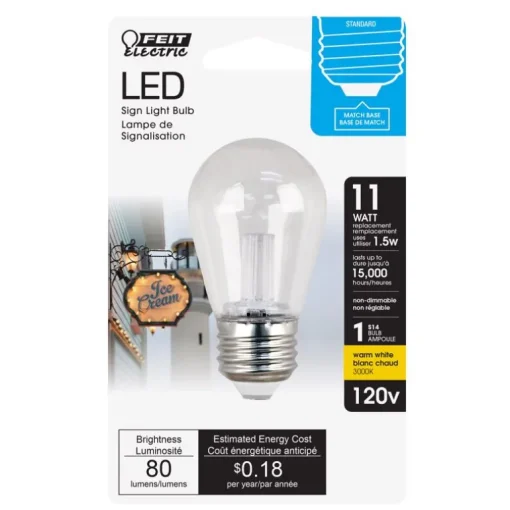 Feit S14 E26 (Medium) LED Bulb Warm White 11 Watt Equivalence 1 pk