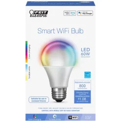 Feit Smart Home A19 E26 (Medium) Smart-Enabled LED Bulb Color Changing 60 Watt Equivalence 1 pk