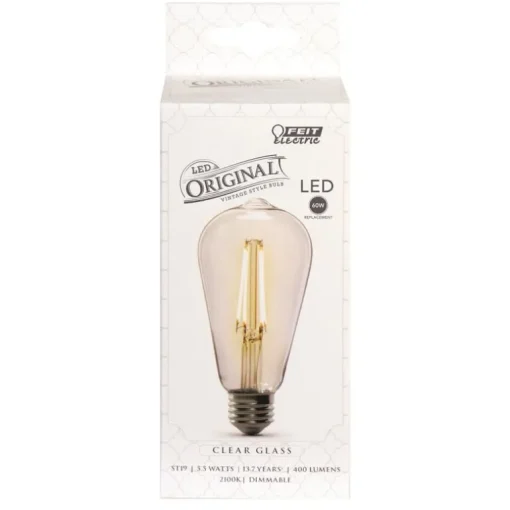 Feit ST19 E26 (Medium) LED Bulb Soft White 60 Watt Equivalence 1 pk