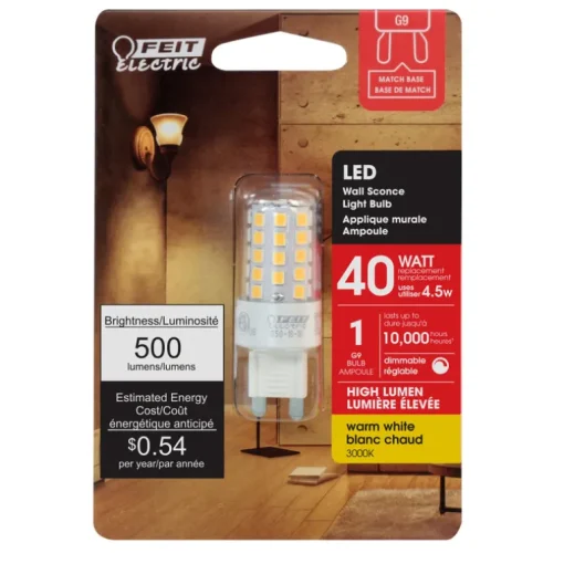 Feit T4 Bi-Pin LED Bulb Warm White 40 Watt Equivalence 1 pk