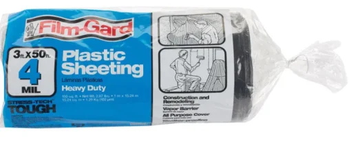 Film-Gard Plastic Sheeting 4 mil X 3 ft. W X 50 ft. L Polyethylene Black 1 pk