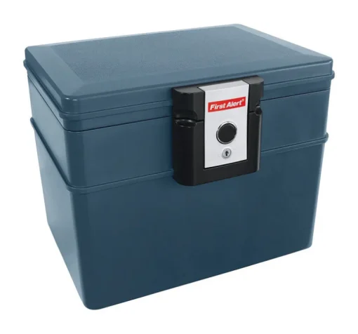 First Alert Steel Gray Key Lock Waterproof File Chest 0.62 cu. ft. Capacity, 13 H x 16.25 W in.