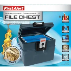 First Alert Steel Gray Key Lock Waterproof File Chest 0.62 cu. ft. Capacity, 13 H x 16.25 W in.
