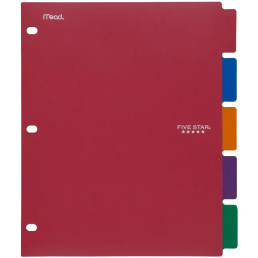 Five Star Assorted Binder Dividers 5 pk