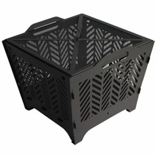 Flat Fire Pit, Portable, Black, 19.3 x 19.02 x 16.73-In.