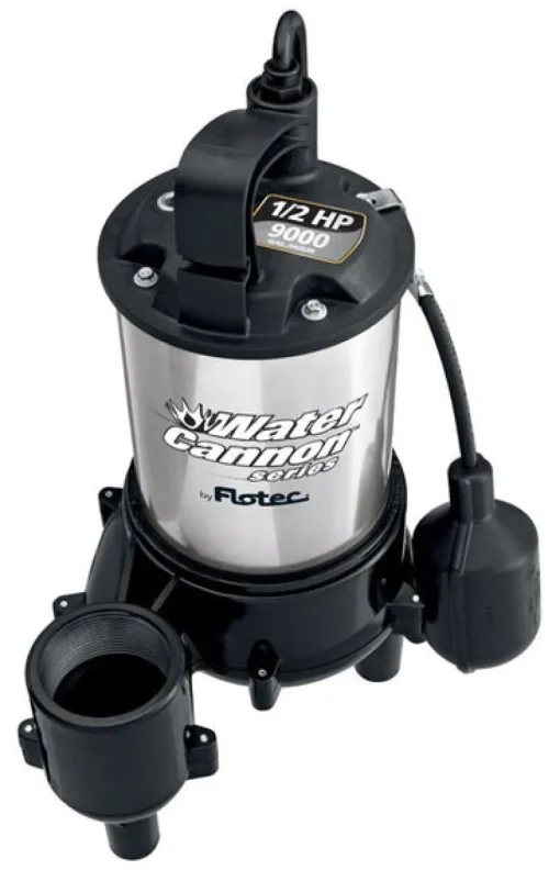 Flotec Water Cannon 1/2 hp 9000 gph Stainless Steel/Thermoplastic Tethered Float Sewage Pump