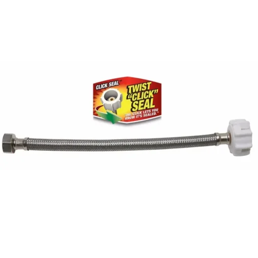 Fluidmaster 3/8 in. Compression X 7/8 in. D Ballcock 20 in. Braided Stainless Steel Toilet Supply Li