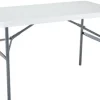 Folding Table, White Polyethylene With Steel Frame, 24 x 48-In.