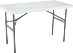 Folding Table, White Polyethylene With Steel Frame, 24 x 48-In.