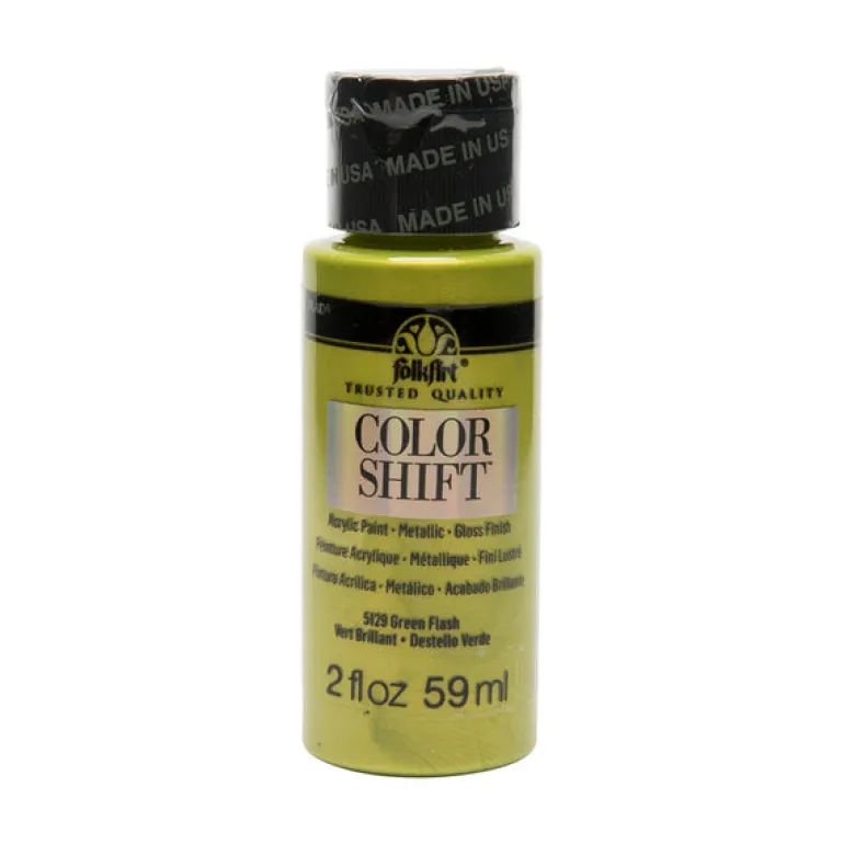 Folkart Color Shift Metallic Green Flash Hobby Paint 2 oz. (Pack of 3)