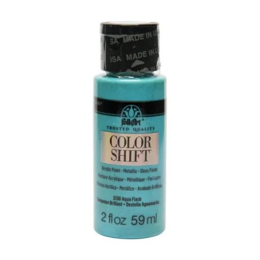Folkart Color Shift Metallic Aqua Flash Hobby Paint 2 oz. (Pack of 3)