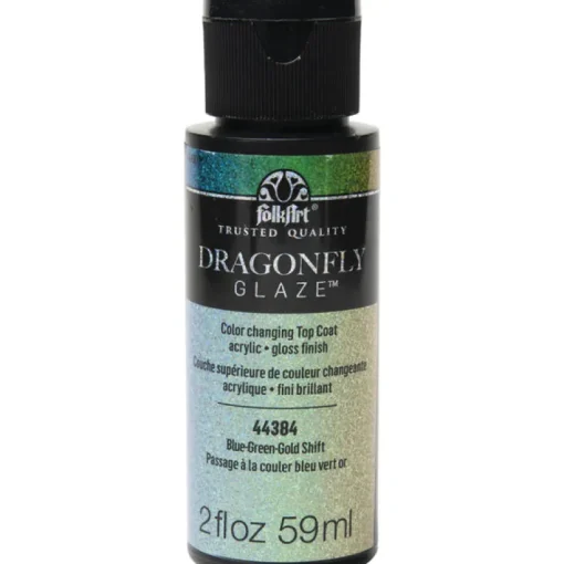 Folkart Dragonfly Glaze Blue-Green-Gold Hobby Paint 2 oz. (Pack of 3)