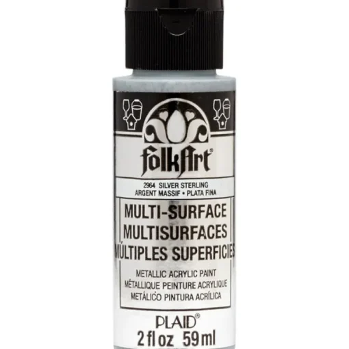 Folkart Metallic Sterling Silver Hobby Paint 2 oz. (Pack of 3)