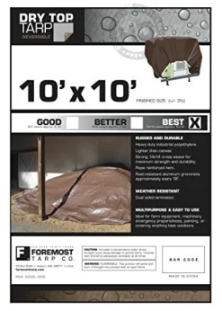 Foremost Dry Top 10 ft. W X 12 ft. L Heavy Duty Polyethylene Reversible Tarp Brown/Silver