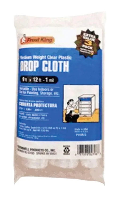 Frost King 9 ft. W X 12 ft. L X 1 mil Plastic Drop Cloth 3 pk